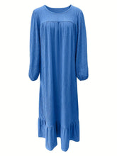 Stylish Vintage Solid Color Ruffled Hem Dress