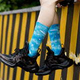 Universe Printed Tie Dyed Fashion Crew Socks_Cwms123