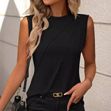Solid Color Crew Neck Sleeveless Tank Top