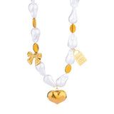 Unique Baroque Turquoise Heart Flower Necklace_Cwmm7535