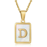 SQUARE SHELL 26 LETTER PENDANT NECKLACE_CWAJE0674
