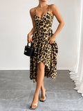 Stylish,Sexy Elegant Leopard Print Halter Dress