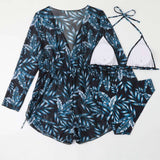 LEAVES SEXY PLUS SIZE SPLIT BIKINI SWIMSUIT_CWMW0223