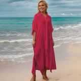 BAMBOO COTTON BEACH COVERUP SOLID COLOR BIKINISHIRT_CWMM6300