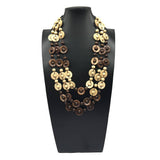 HAND WOVEN COCONUT SHELL WOOD ROUND BEAD NECKLACE_CWMM4555