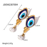 OIL DRIPPING BLUE EVIL EYE PENDANT RINGS EARRINGS_CWAJE0621