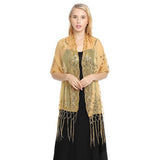 PEACOCK EMBROIDERED SEQUINED TASSEL CAPE_CWASC1077