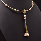Womens Vintage Tassel Natural Pearl Necklace