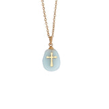 Women Natural Stone Cross Necklace