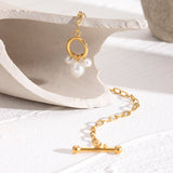 18K GOLD PEARL PENDANT BRACELET BOUTIQUE STYLE_CWAJE4883