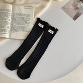 Women Flower Ear Edge Long Crew Socks_Cwms0420