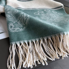 Fresh Floral Winter Tassel Scarf Soft Cashmere_Cwasc03248