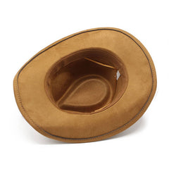 BRAIDED ROPE WESTERN JAZZ COWBOY HAT FAUX SUEDE_CWAH2515