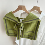 KNIT KNOT SHAWL STRIPED COLLAR WRAP FOR WOMEN_CWASC0848