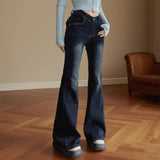 V-Waisted Fleece Slightly Flared Long Jeans