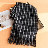 Vintage Plaid Winter Cashmere Feel Tassel Scarf_Cwasc03259