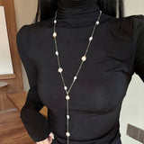 ELEGANT NATURAL PEARL LONG SWEATER NECKLACE_CWAJE3884