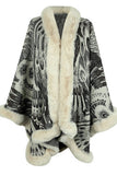 Cwocal0870_Peacock Flower Knitted Cape Thickened Shawl