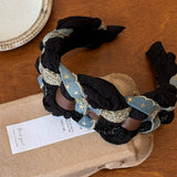 DENIM STAR TWIST HEADBAND HAIRPIN HEADDRESS_CWAHA4032