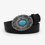 12KINDS TURQUOISE ALLOY BUCKLE BLACK VINTAGE BELT_CWABE0195