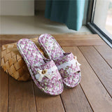LINEN INDOOR SLIPPERS FOR HOME COUPLE WEAR_CWSHF0171