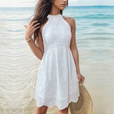White Dress With Sleeveless Halter
