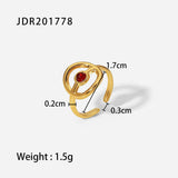 GOLD STAINLESS STEEL INLAID NATURAL STONE RINGS_CWAJE0611
