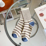 STRIPE PATTERN COTTON CREW SOCKS FOR WOMENS_CWMS0903
