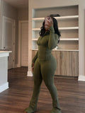 Tight Long-Sleeved Bell Bottoms Two-Piece Set