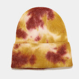 OUTDOOR WARM CURLED EDGE TIE DYE KNITTED HAT_CWAH1593