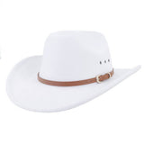 Western Cowboy Hat Felt Wide Brim With Belt Decor_Cwah1772