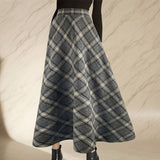 Thickened Retro Checkered Long Skirt