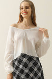 Women V Neck Loose Long Sleeve Blouse_Cwttl1430