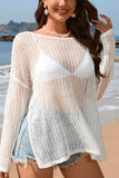 Solid Long Sleeve Slit Knitted Cover Ups_Cwtstl1071