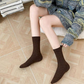 NEW SOLID COLOR CASUAL DOT YARN MIDDLE TUBE SOCKS_CWMS1358