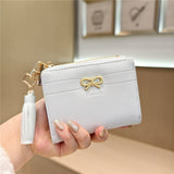 New Simple Solid Color Bow Tassel Zipper Wallet_Cwab06254