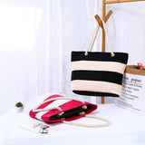 JINGPAI ROPE STRIPED PATCHWORK CANVAS BAG_CUAB0221