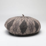 PLAID BERET THICKENED WARM CONTRAST PAINTER HAT_CWAH1098