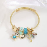 ELEGANT ALLOY COUPLE BRACELET WITH CRYSTAL PENDANT_CWMM8479