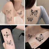BLACK BUTTERFLY TATTOO STICKERS CHIC SEXY_CWMM8228
