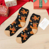 SANTA CLAUS ELK CORAL VELVET SOCKS_CWMS0336