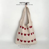 Exquisite Knitted Heart Tote Handbag_Cwab2389