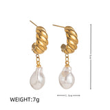 MINIMALIST IRREGULAR PEARL EARRINGS 18K GOLD STEEL_CWAJE5024