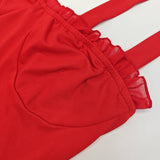 Solid Color Wooden Ear Edge Dress Buttock