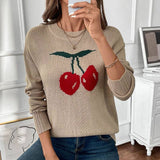 Valentines Day Cherry Jacquard Knitted Sweater