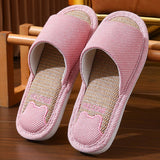 CUTE CARTOON BEAR LINEN SLIPPERS_CWSHS0777