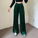 Suede Waist Waist Full Vertical Patchwork Pants