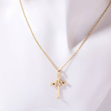NEW CREATIVE MINIMALIST CROSS ROSE NECKLACE_CWMM3891