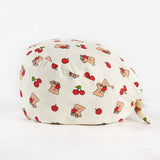 CHERRY BEAR PRINTED NURSE CAP PURE COTTON HAT_CWAH3324