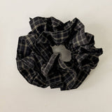 Double Plaid Scrunchie Retro Low Pony Hair Tie_Cwaha07982